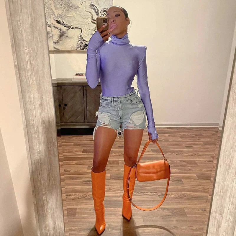 Lidia® | Shoulder Pad Turtleneck Bodysuit - Image 4