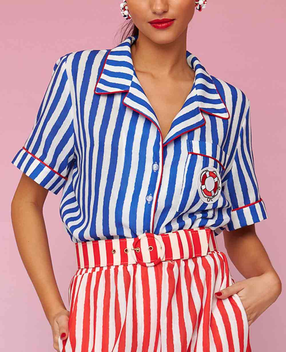 Lilia® | Blouse White/Blue
