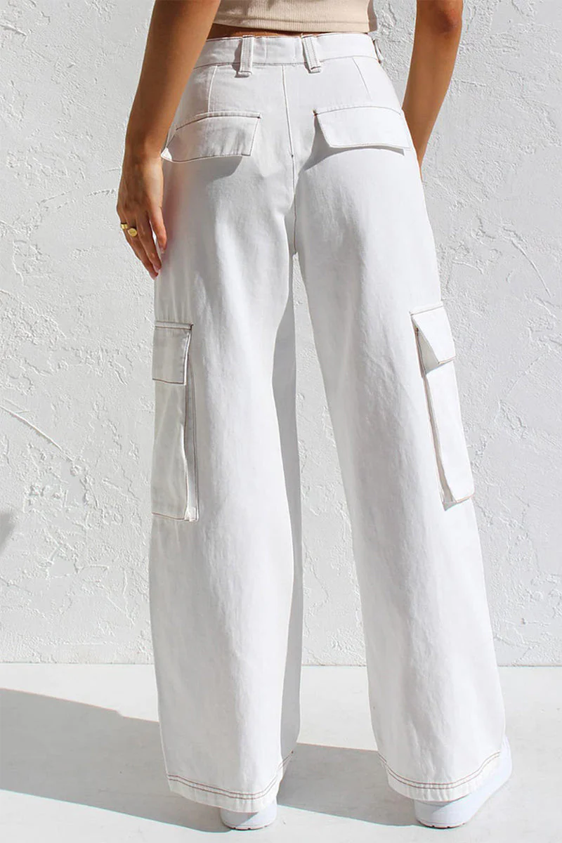 Liliana | Casual, simple, solid, loose, straight, low waist solid color trousers - Image 3