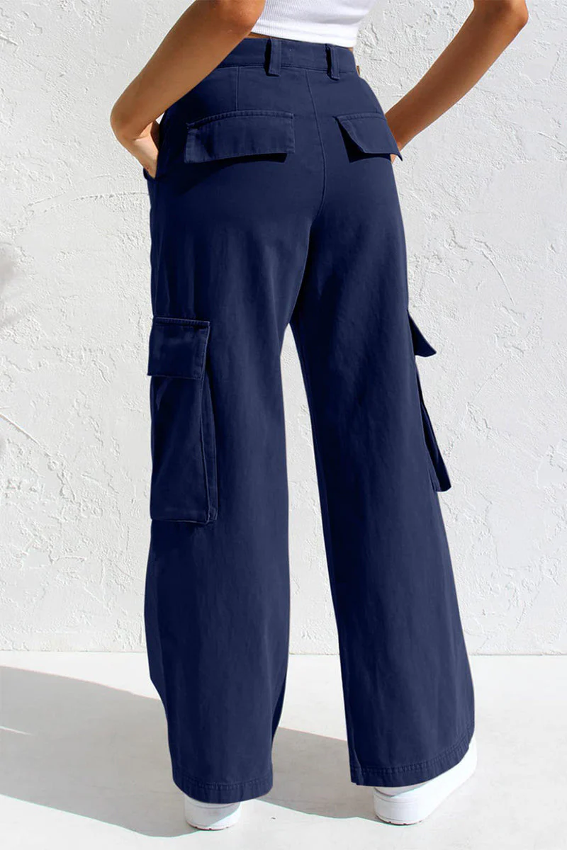 Liliana | Casual, simple, solid, loose, straight, low waist solid color trousers - Image 9