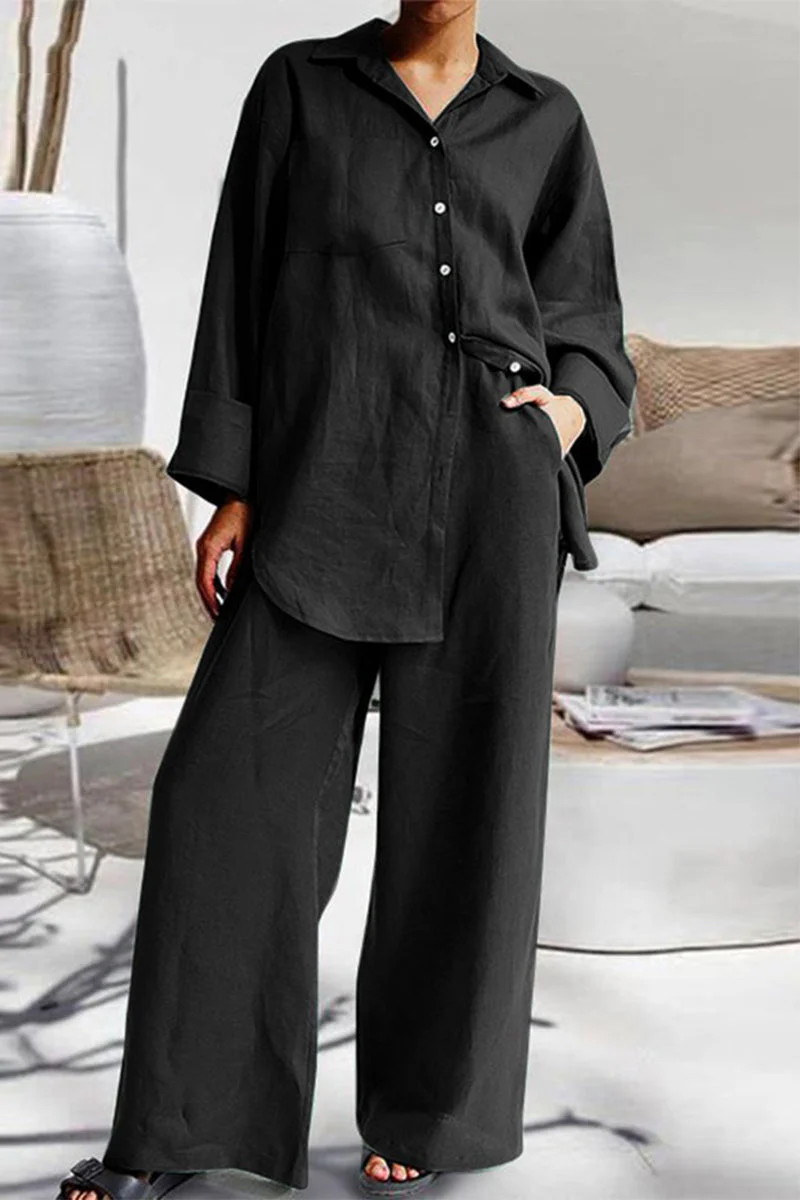 Liliana | Casual simplicity, solid pocket, turn-down collar, long sleeves, two-piece - Image 6