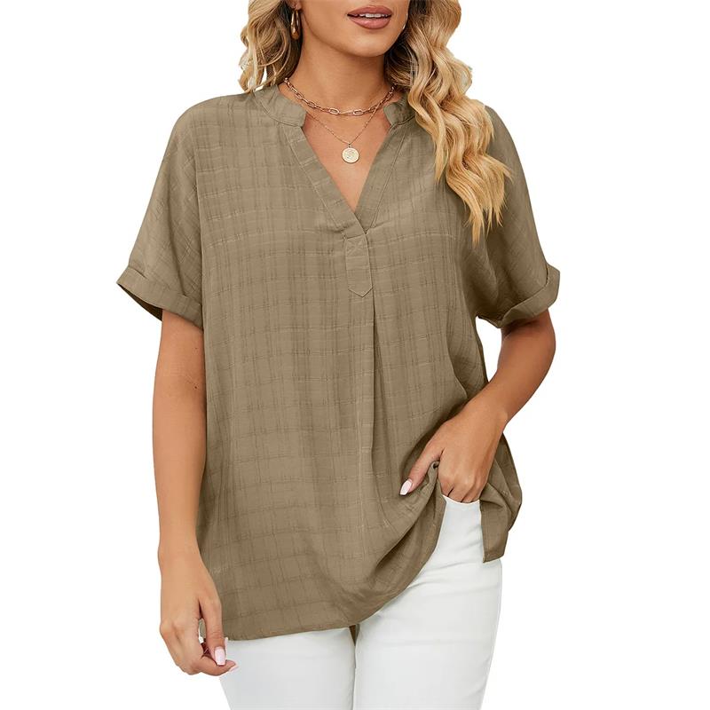 Liliana® | Classic V-Neck Short-Sleeved Blouse - Image 4