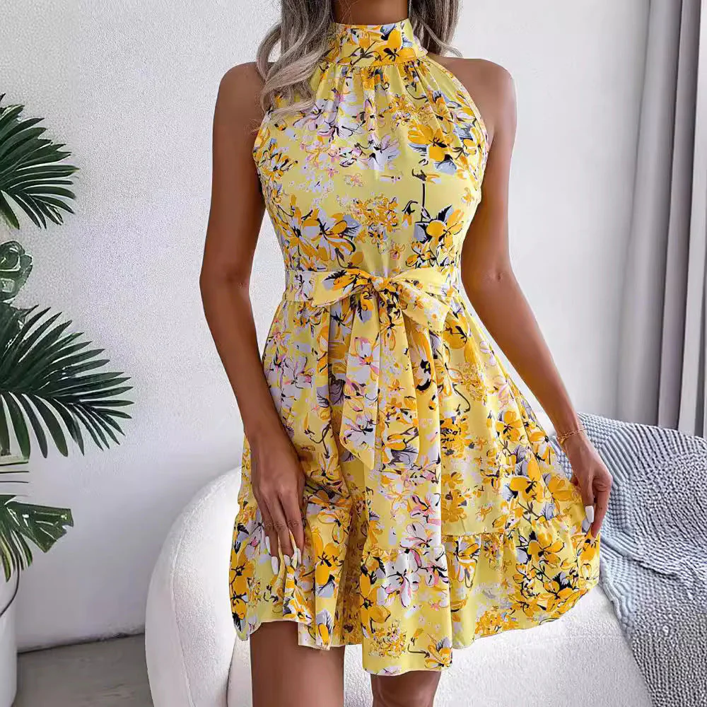 Liliana® | Women'S Floral Dress With High Collar And Flounce - Image 4