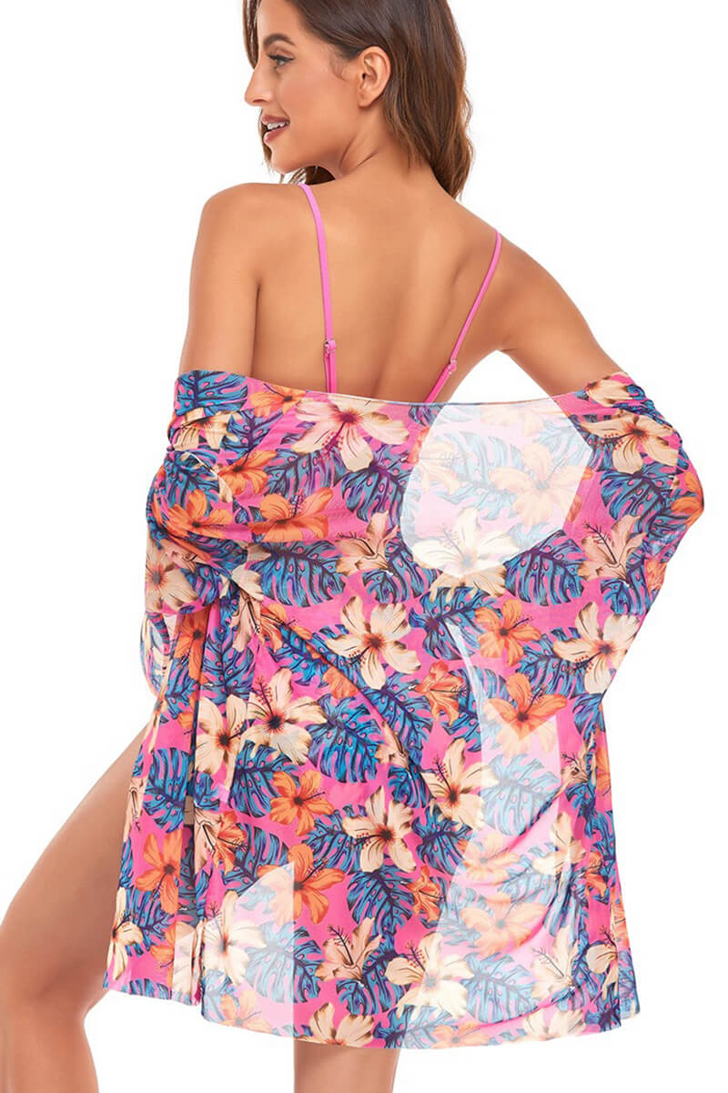 Lillie® | Blouse And Pink Floral Beach Bikini Set - Image 3