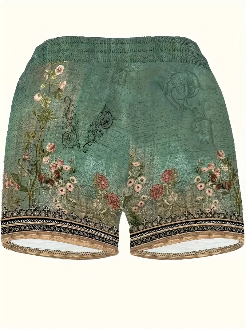 Lina® | Bohemian Floral Print Drawstring Shorts - Image 3