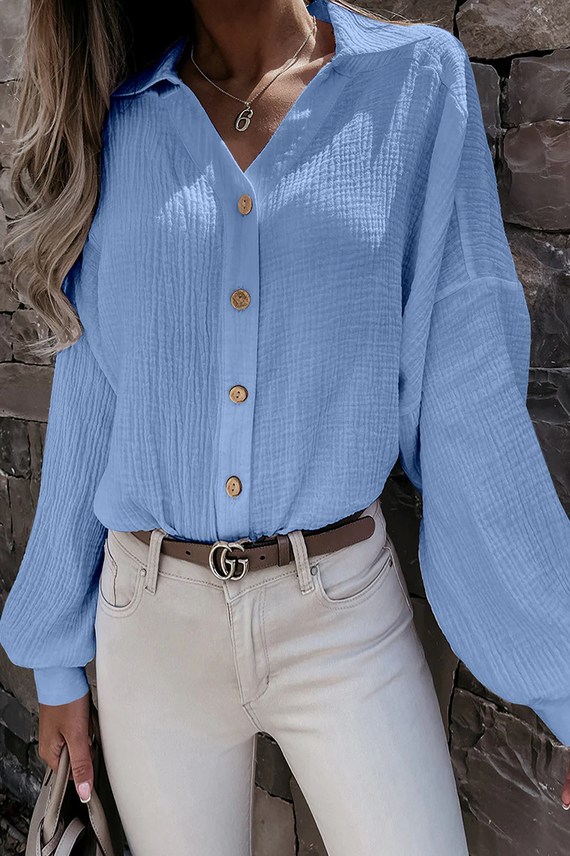 Lina® | Elegant Long-Sleeved Blouse With Turn-Down Collar And Buttons - Image 2