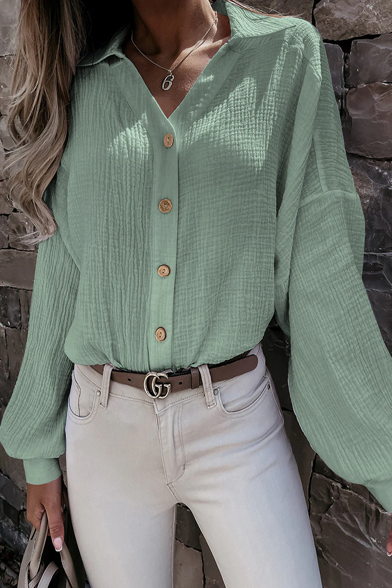 Lina® | Elegant Long-Sleeved Blouse With Turn-Down Collar And Buttons - Image 5