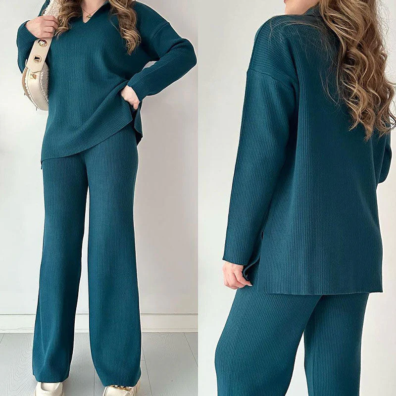 Lina | Casual two-piece suit with a V-neck and slit. - Image 7