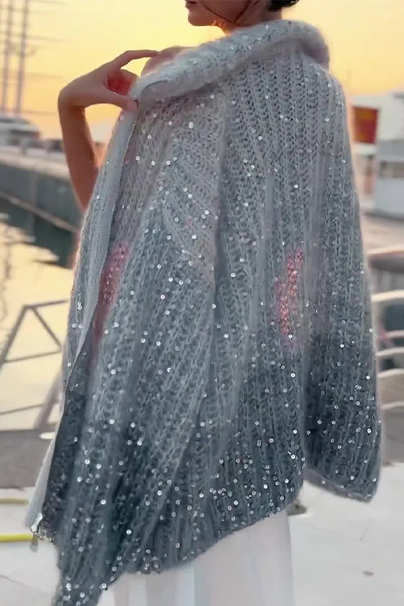 Linda | Casual Celebrities Elegant sequin sweater with turn-down collar - Image 7