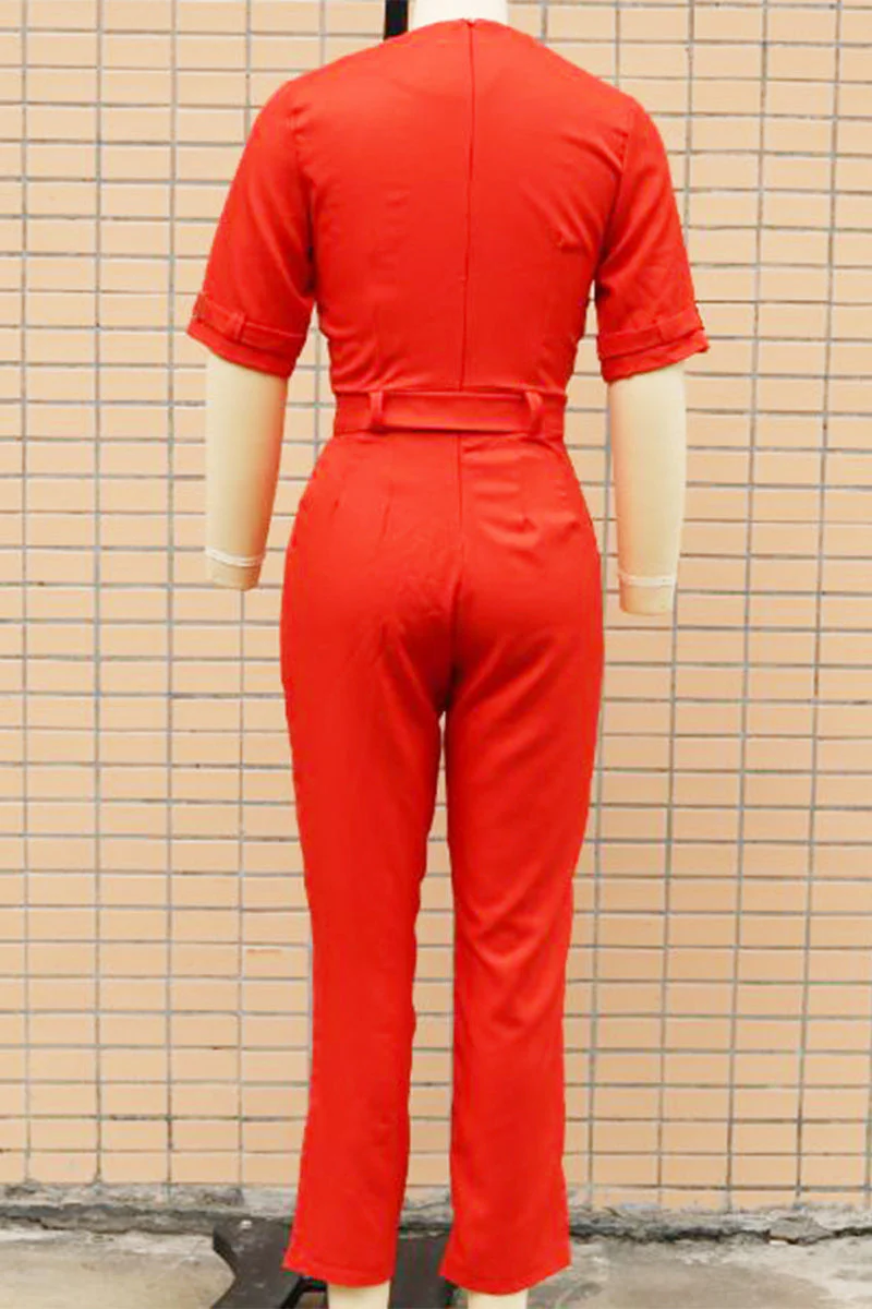 Linda | Casual solid color street overalls with patchwork buttons and reversible collar - Image 16