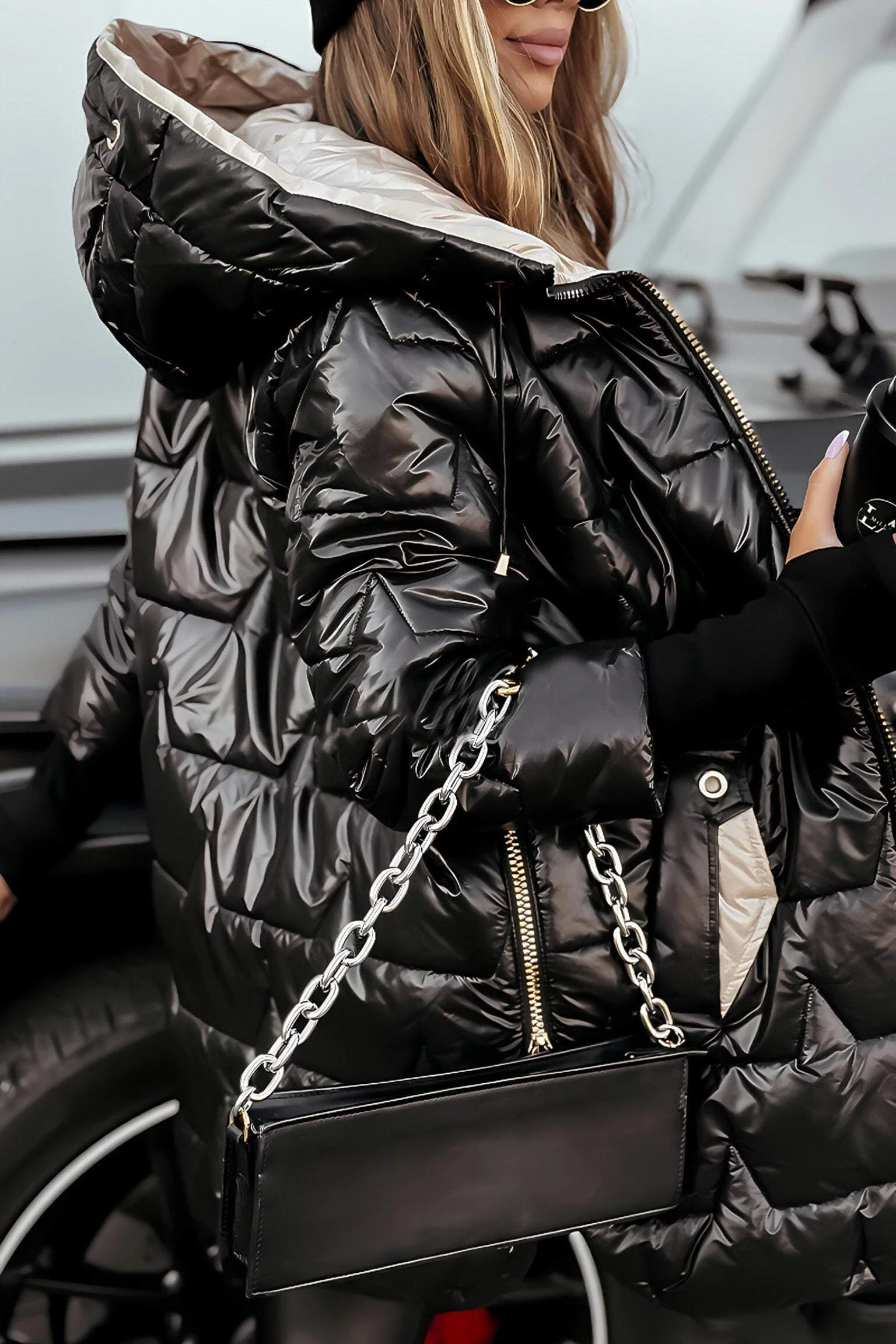 Linda | Long sleeve coat with hood - Image 4