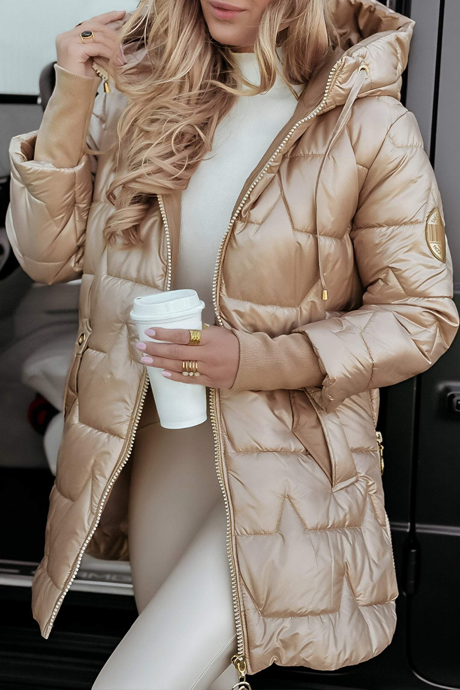 Linda | Long sleeve coat with hood - Image 9
