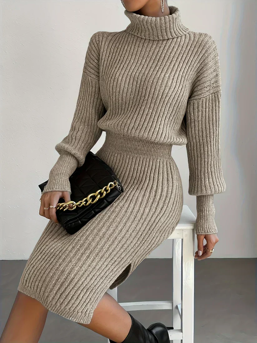 Linda | Stylish winter turtleneck dress for women - Image 3