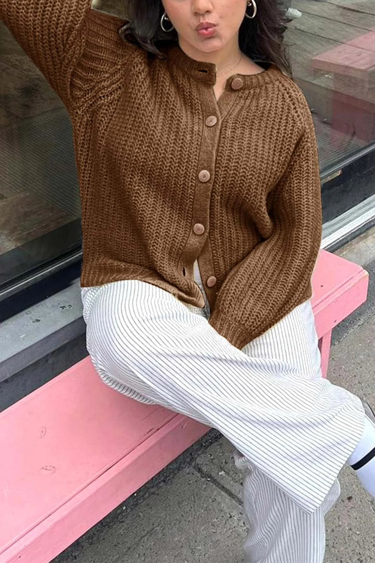 Liselotte | Plain cardigan with button placket