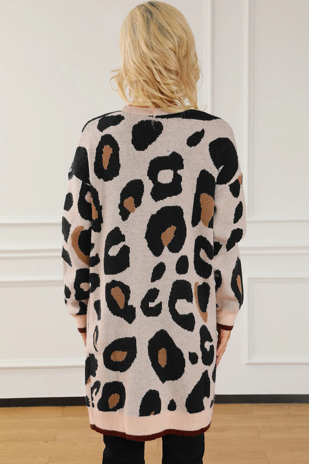 Lisette | Long sleeve leopard print open front cardigan - Image 4