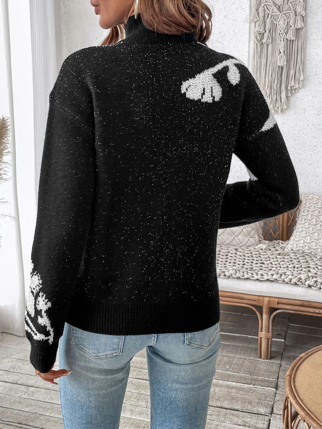 Lisette | Perfee Flower stand-up collar long sleeve sweater - Image 2