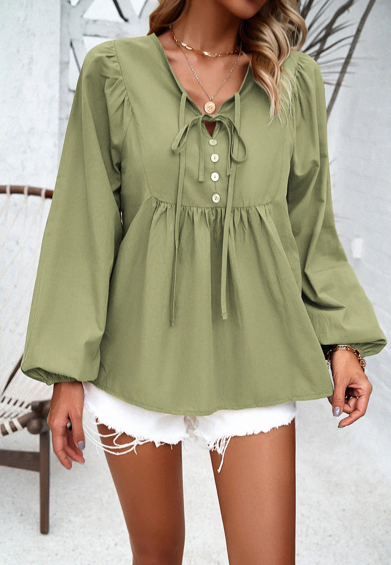 Liz® | Elegant Casual Loose Button Down Blouse - Image 2