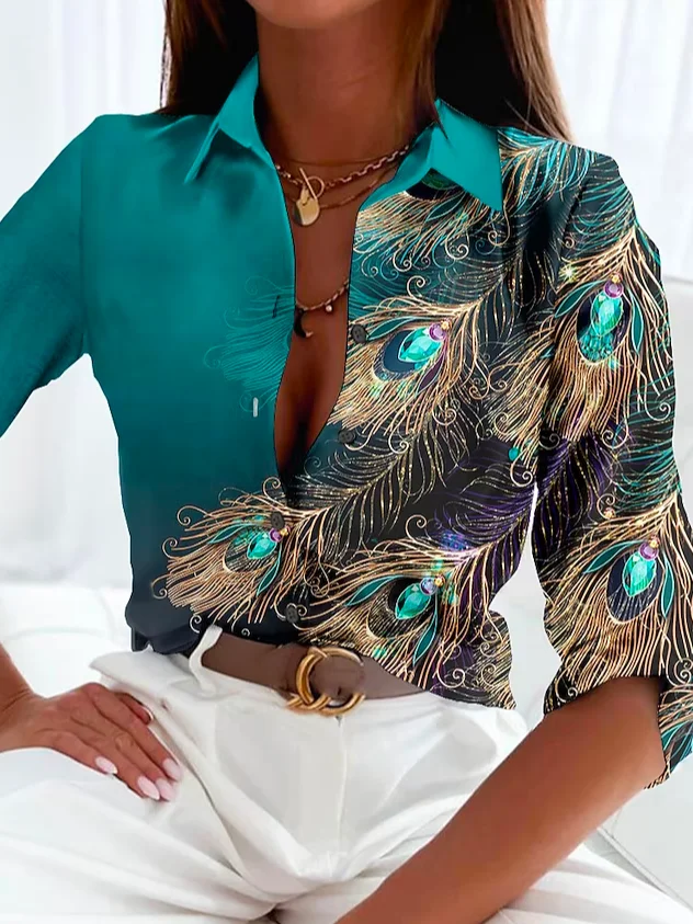Lora® | Feather Pattern Blouse For Women - Image 2