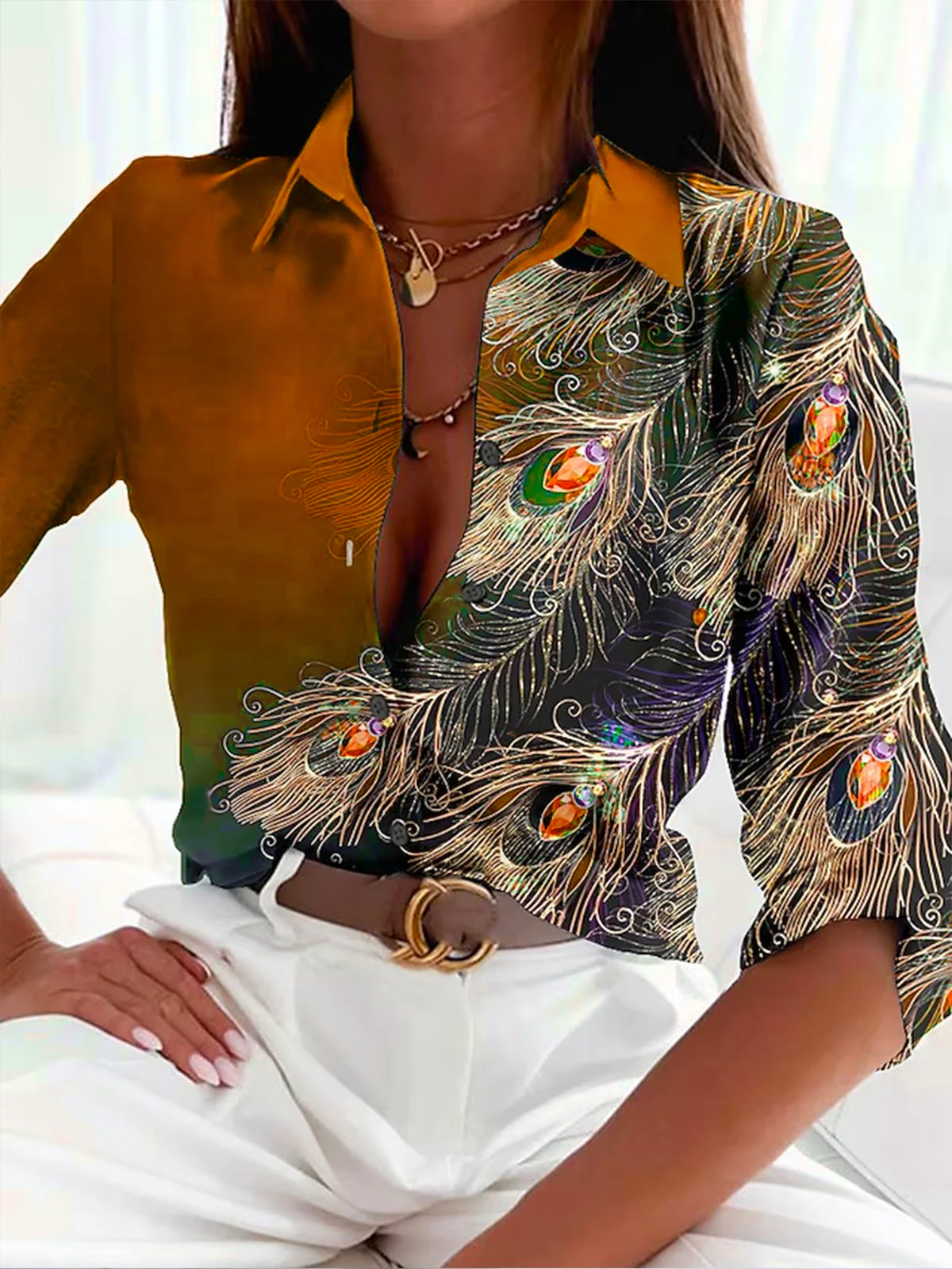 Lora® | Feather Pattern Blouse For Women - Image 5