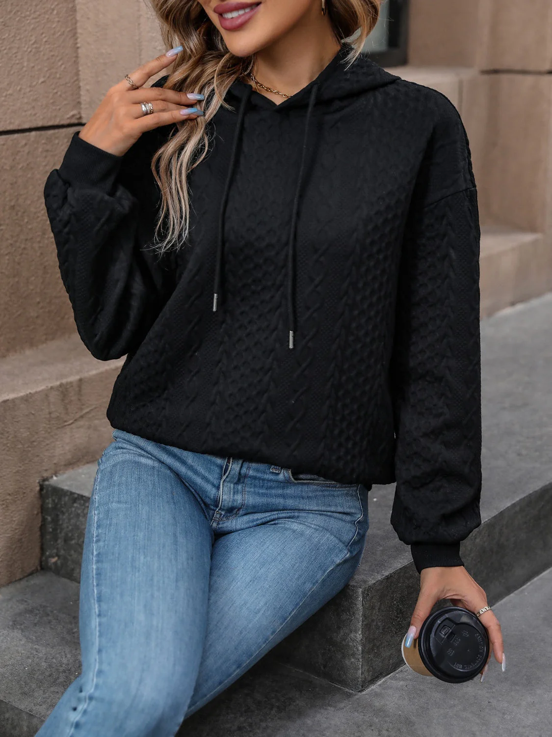 Lorena | Drawstring hoodie with long sleeves - Image 4