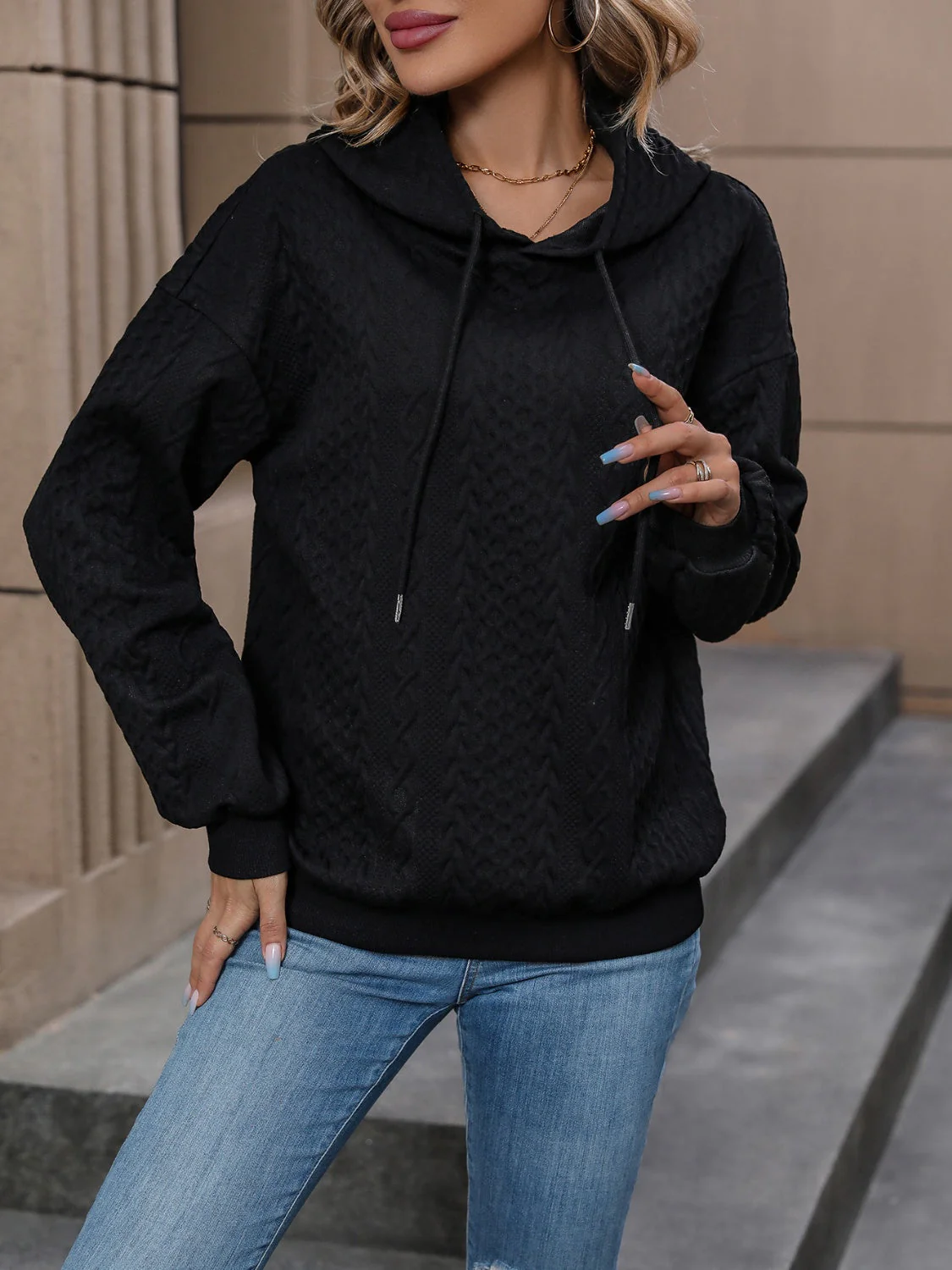 Lorena | Drawstring hoodie with long sleeves - Image 5
