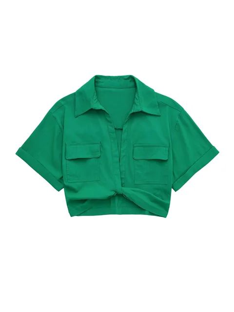 Lorena® | Women'S Vintage Short Sleeve Linen Crop Shirt - Image 6