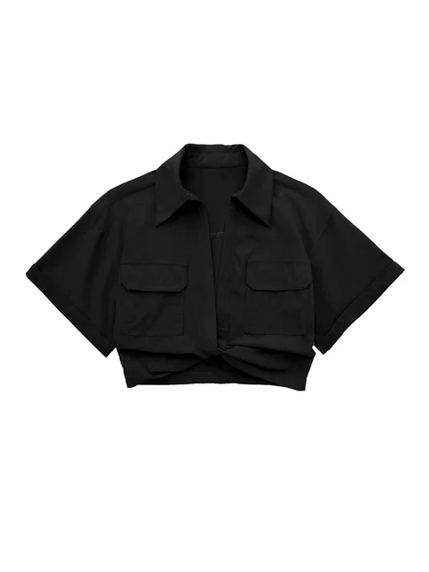 Lorena® | Women'S Vintage Short Sleeve Linen Crop Shirt - Image 7