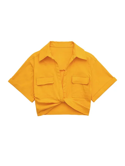 Lorena® | Women'S Vintage Short Sleeve Linen Crop Shirt - Image 9