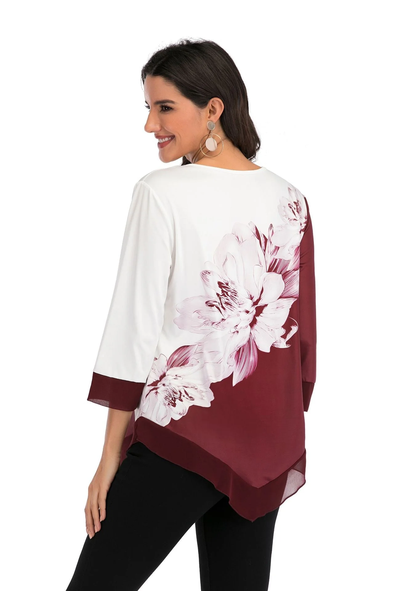 Lourdes® | Stylish Loose Blouse With Irregular Hem - Image 4