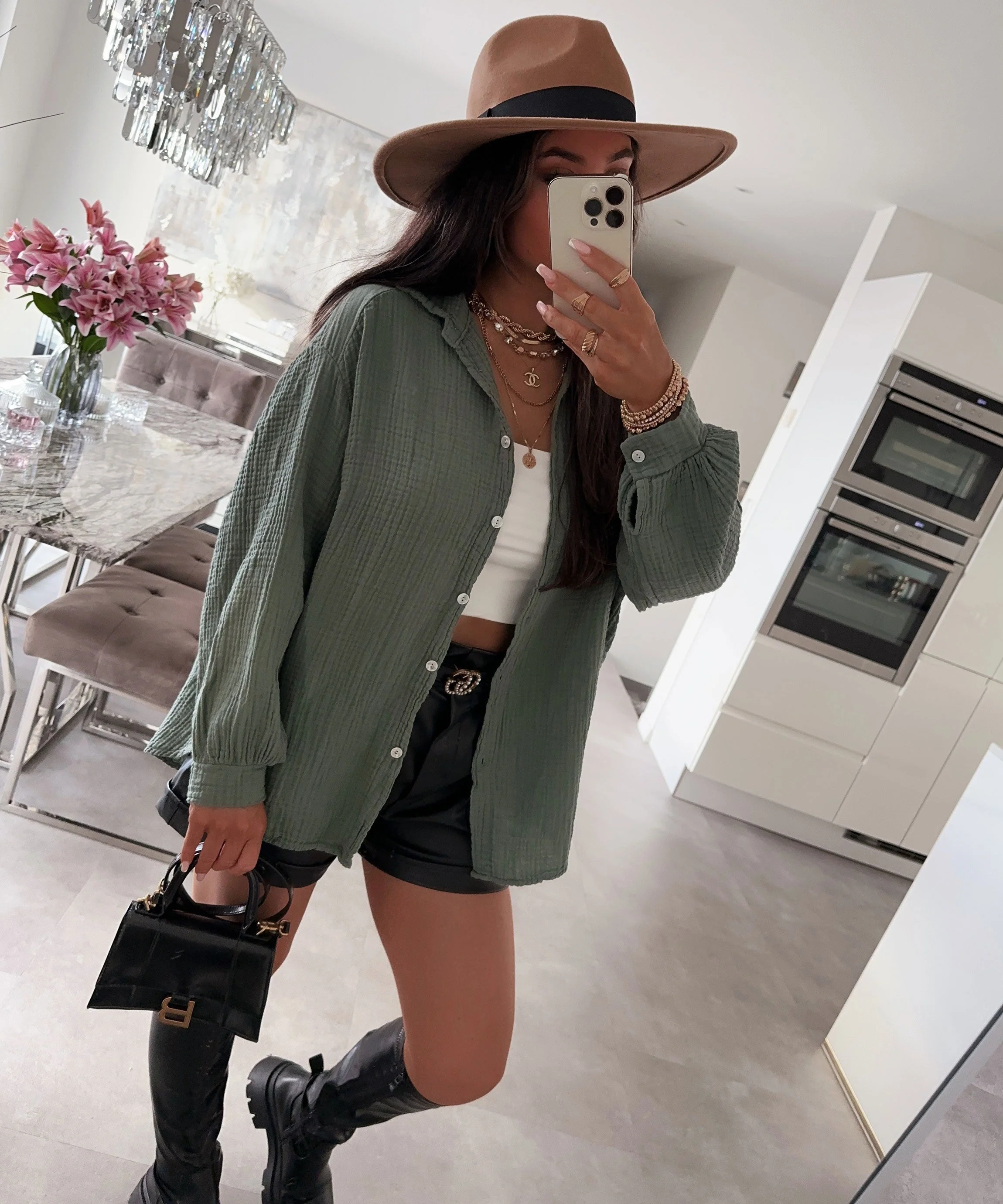 Luana® | Blouse Khaki Kurz