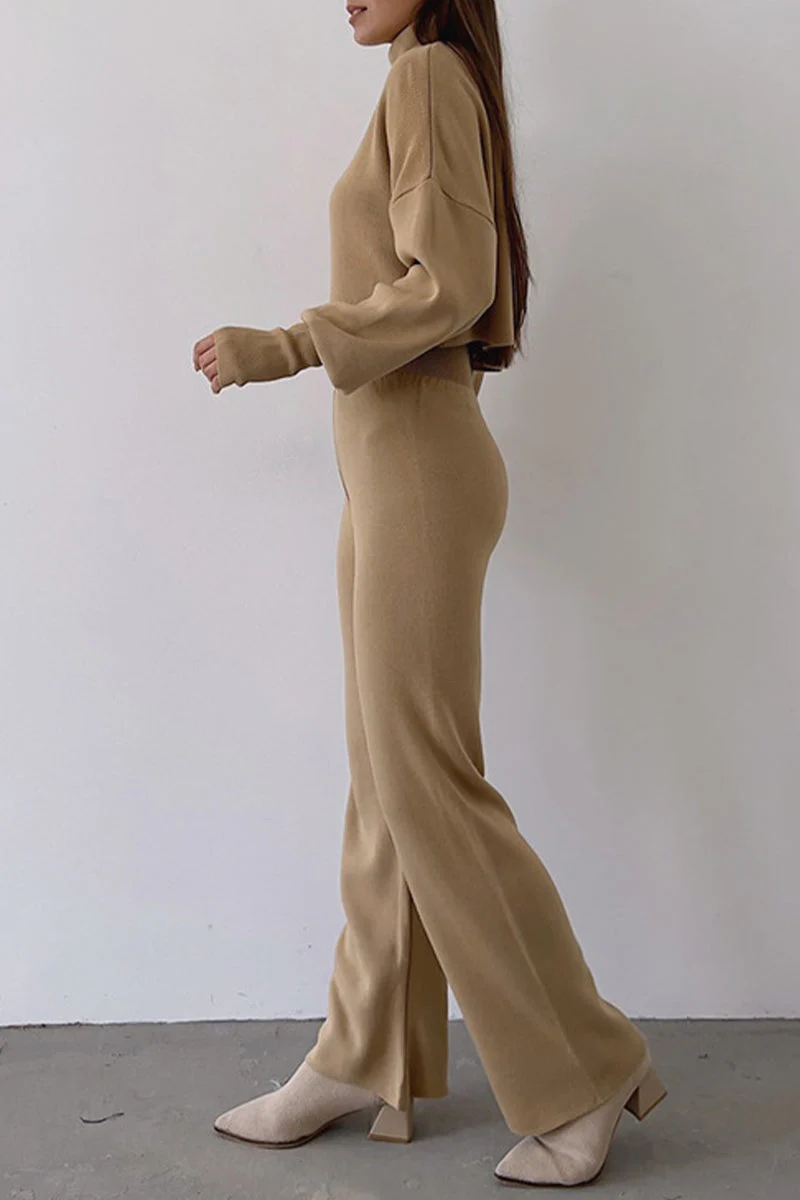 Lucía | Casual solid color turtleneck long sleeve two piece sweater - Image 12