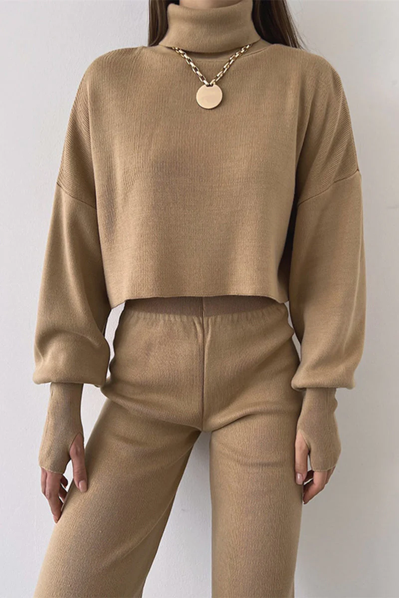 Lucía | Casual solid color turtleneck long sleeve two piece sweater - Image 13
