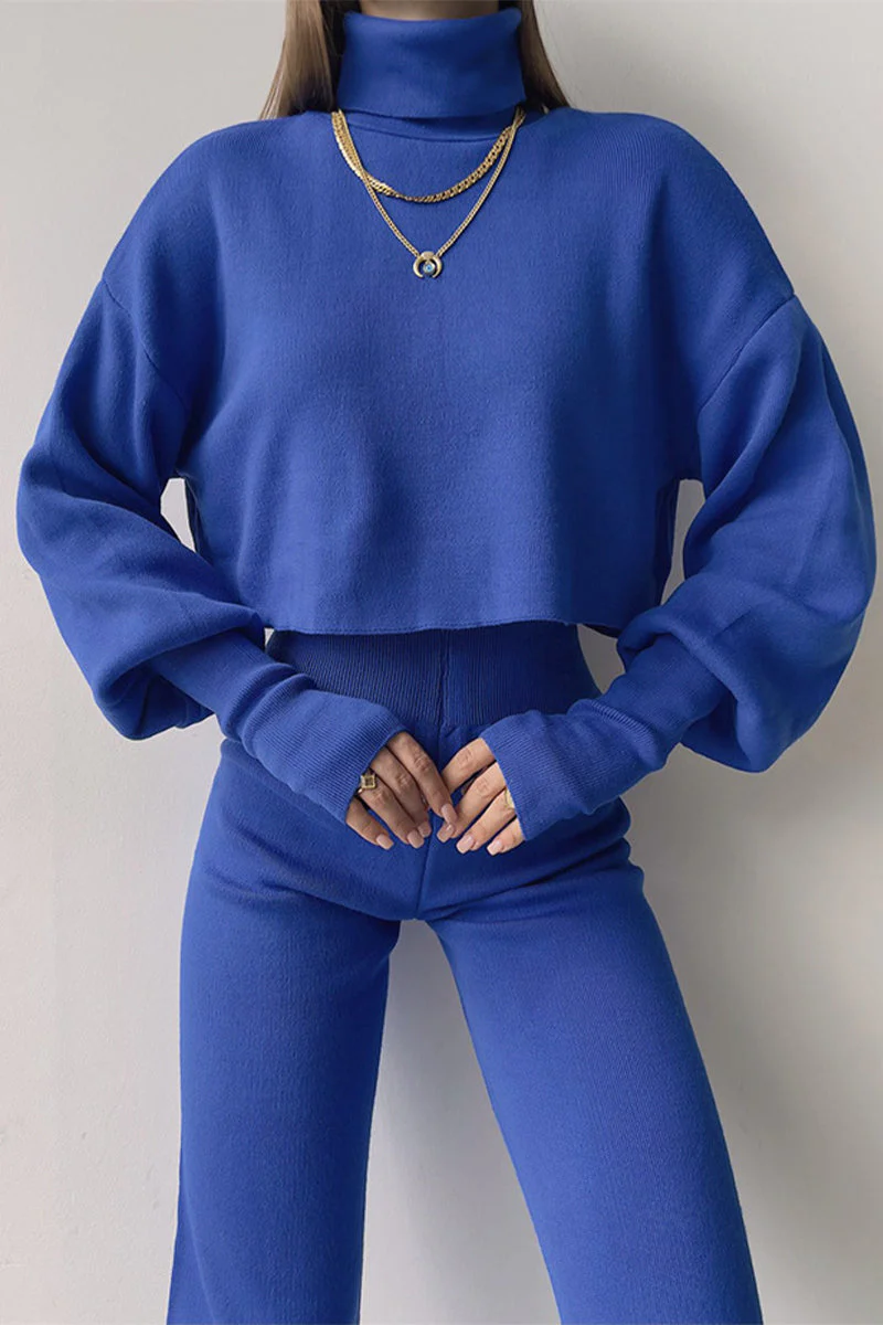 Lucía | Casual solid color turtleneck long sleeve two piece sweater - Image 6