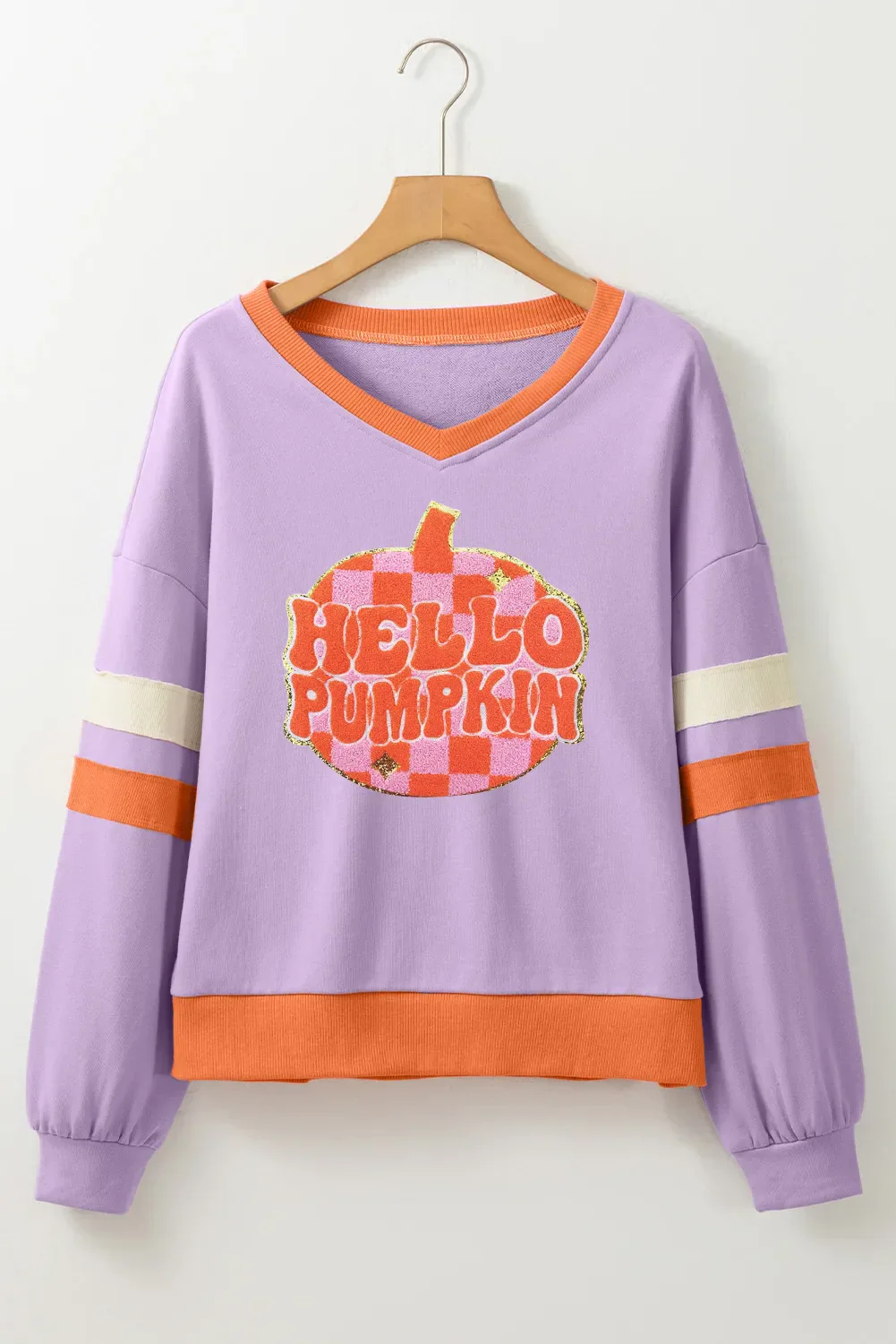 Lucía | Long sleeve sweatshirt with contrast V-neck - Image 3