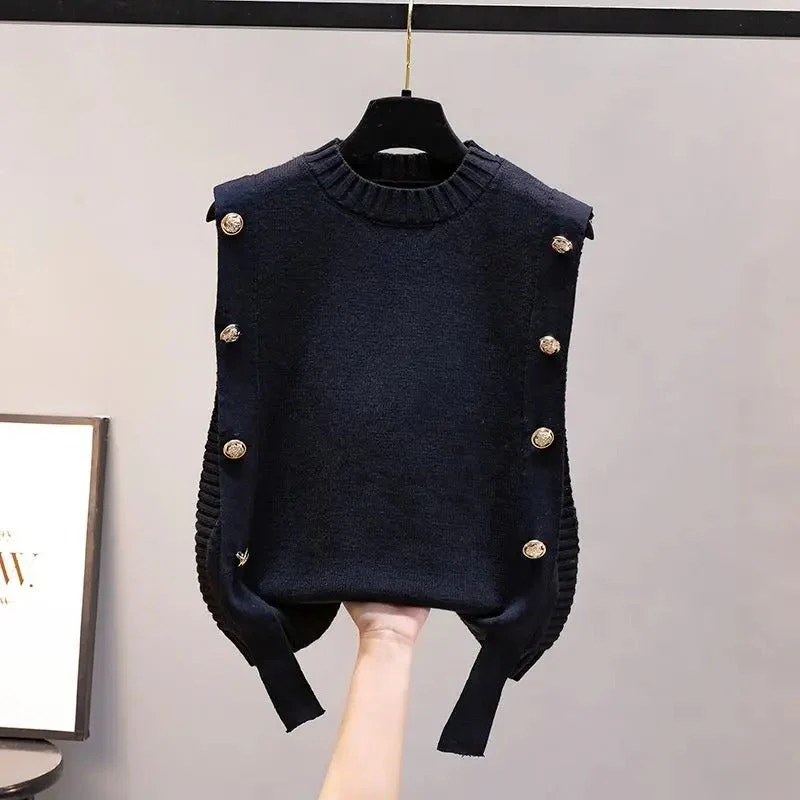 Lucía | Sleeveless knitted vest for women with a round neckline - Image 2