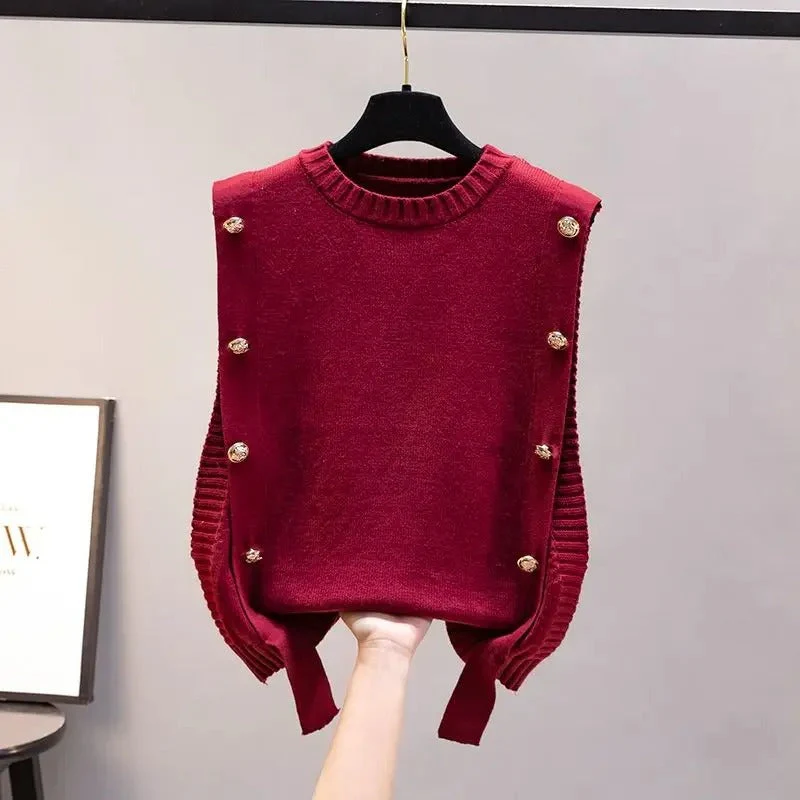 Lucía | Sleeveless knitted vest for women with a round neckline - Image 3