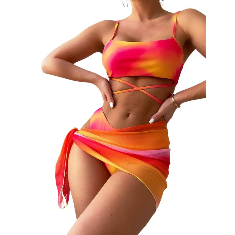 Luciana® | 3-Piece Bikini Swimsuit With Laces And Beach Skirt - Image 3