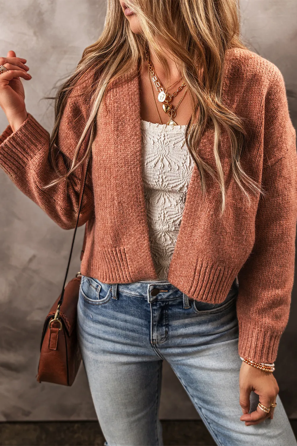 Luciana | Cardigan with an open front and dropped shoulders - Image 3
