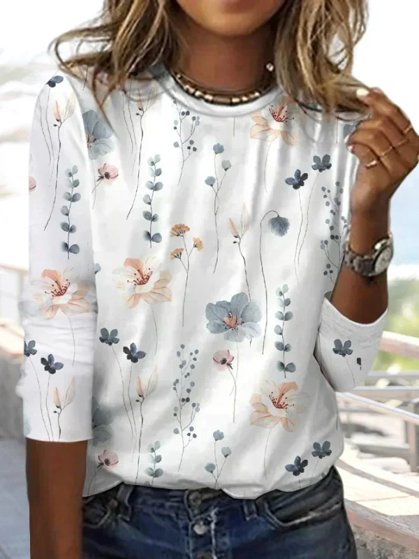 Lucrecia® | Floral Crew Neck Shirt For Women - Image 3