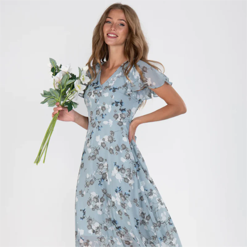 Lucrecia® | Long Dress With Short Sleeves And Floral Print - Image 2