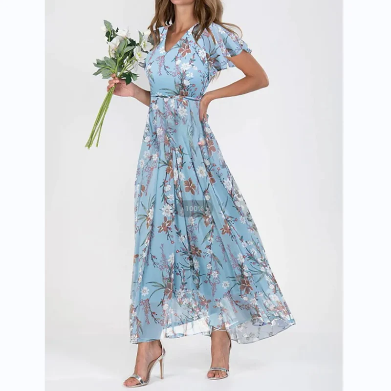Lucrecia® | Long Dress With Short Sleeves And Floral Print - Image 4