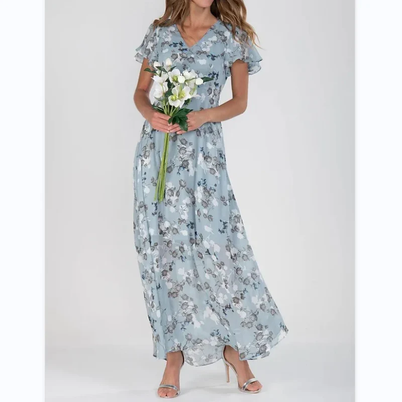 Lucrecia® | Long Dress With Short Sleeves And Floral Print - Image 9