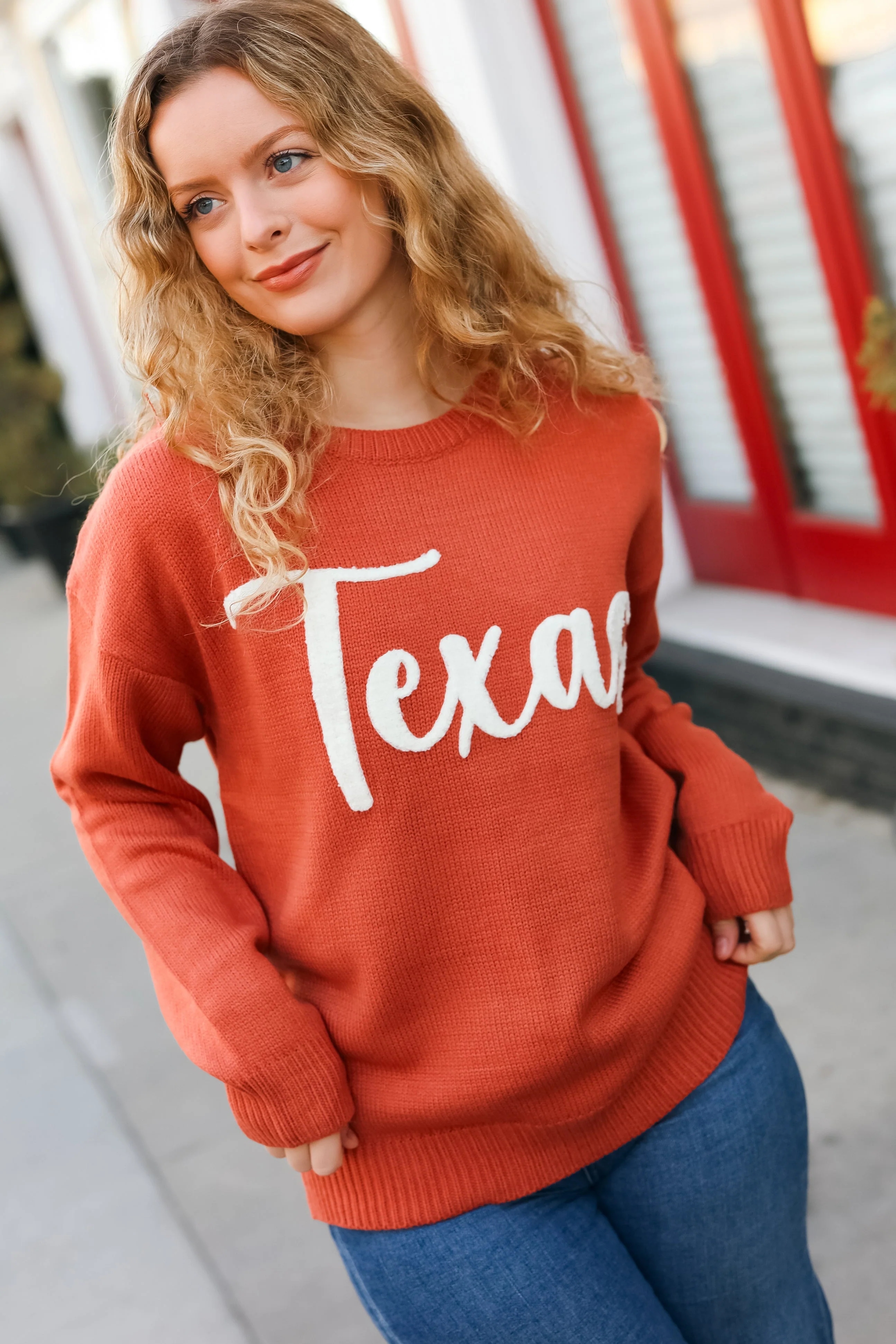 Luisa | Game Day pop-up sweater with “Texas” embroidery in burnt orange - Image 7