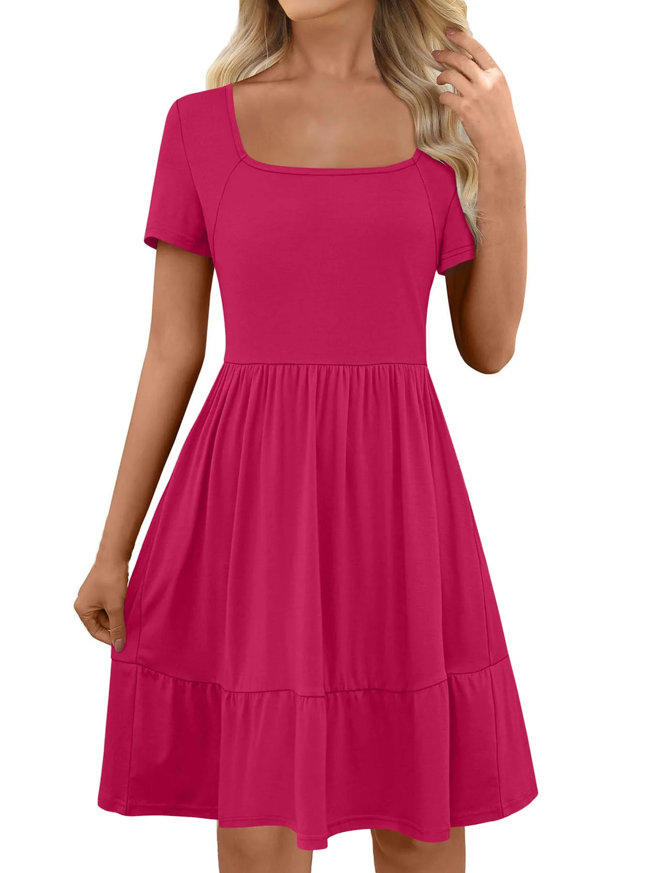 Luisa® | Women'S A-Line Casual Dress With Square Neckline And Flounce - Image 7