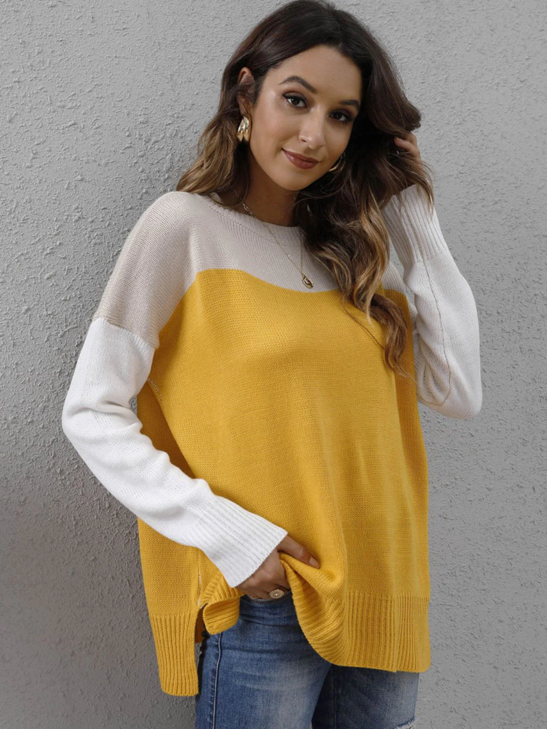 Luna | Color block crew neck sweater