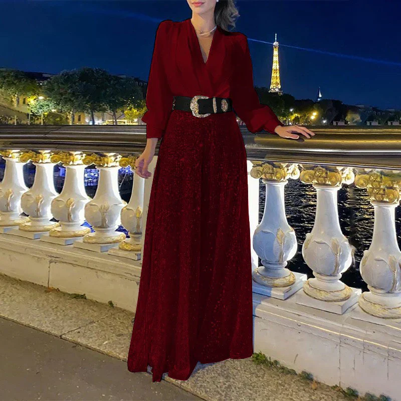 Luz® | Women's V-neck top and wide leg pants - Image 3