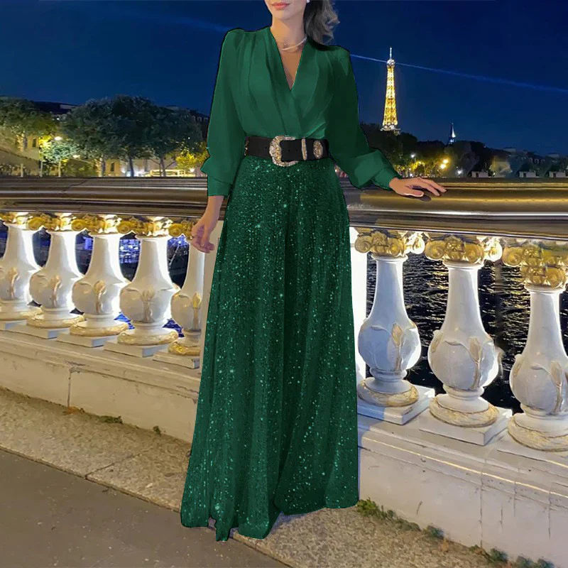 Luz® | Women's V-neck top and wide leg pants - Image 7