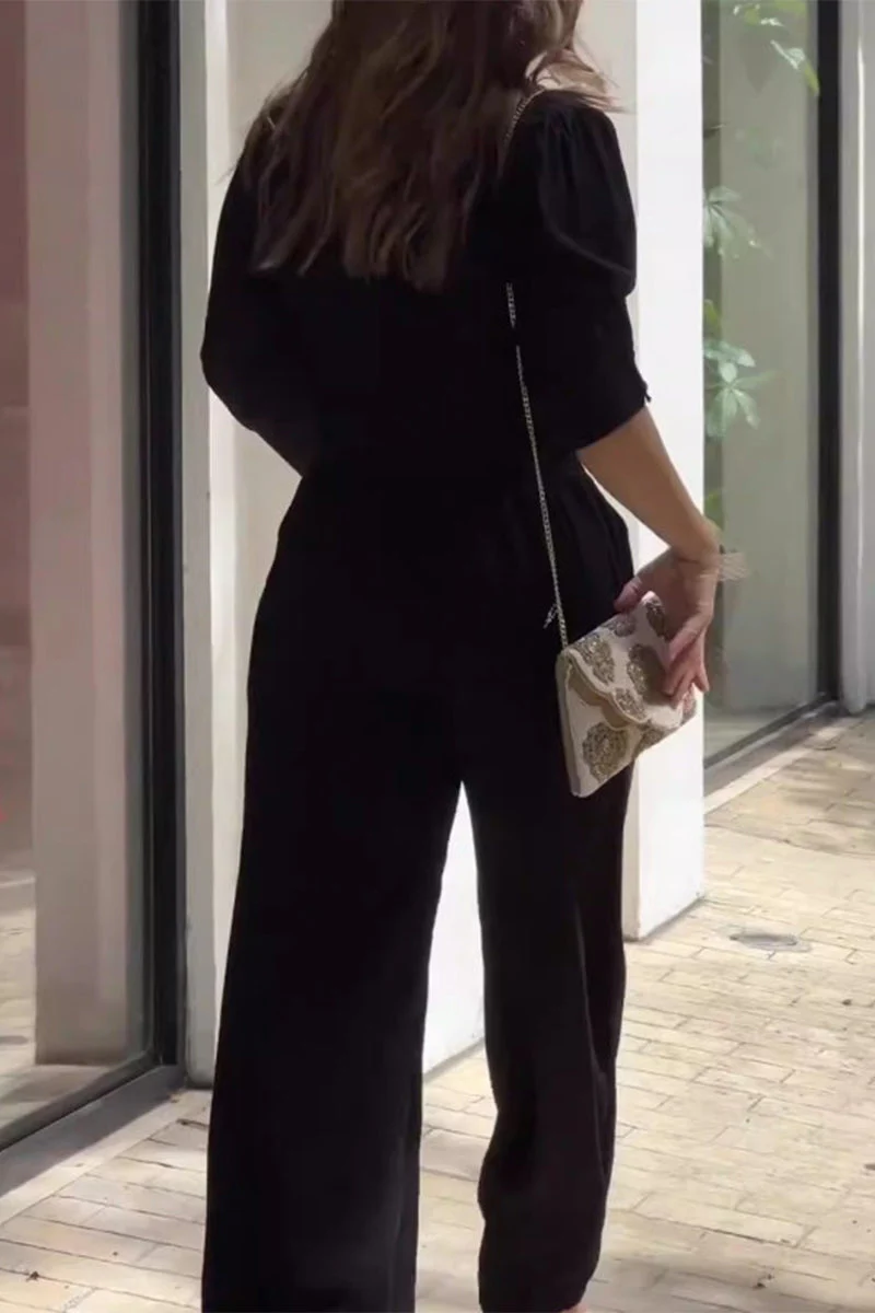 Luz Maria | Casual Street Solid Pocket Turndown Collar Long Sleeve Two Piece Suit - Image 2