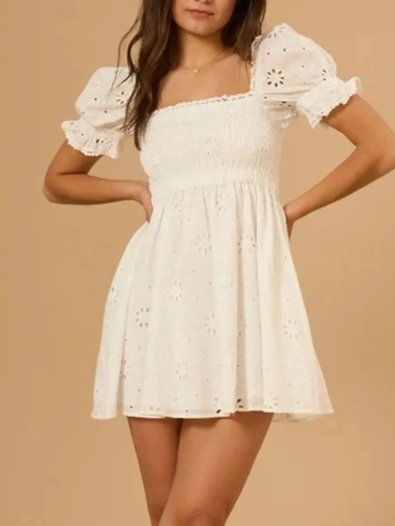 Maddalena® | Puff Sleeve Open Back Mini Dress - Image 2