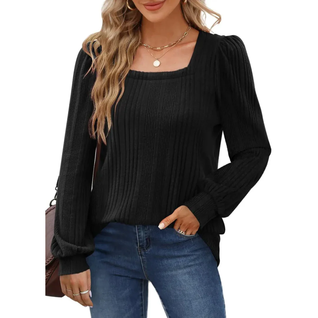 Madelief | Long-sleeved women's sweater with a square neckline - Image 4